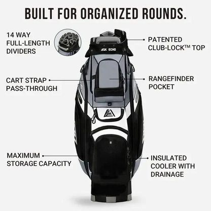 Golf T-LOCK Cart Bag 14 Way Organizer Dividers Quiet Golf Bag