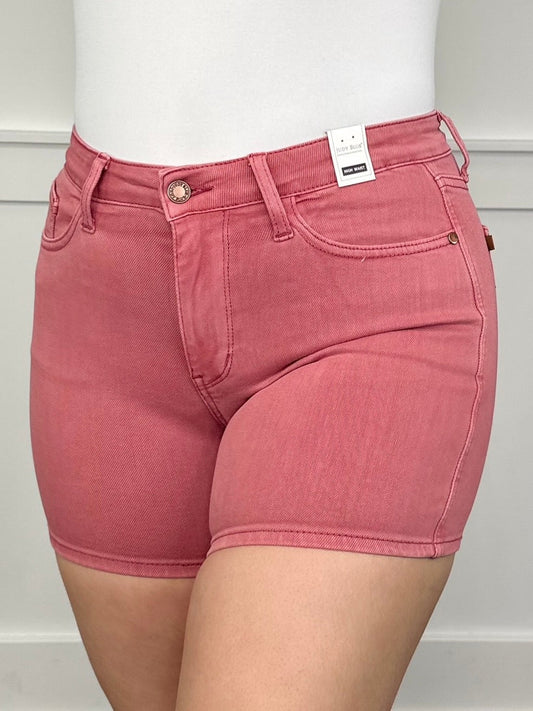 Judy Blue Ana High-Rise Pink Shorts