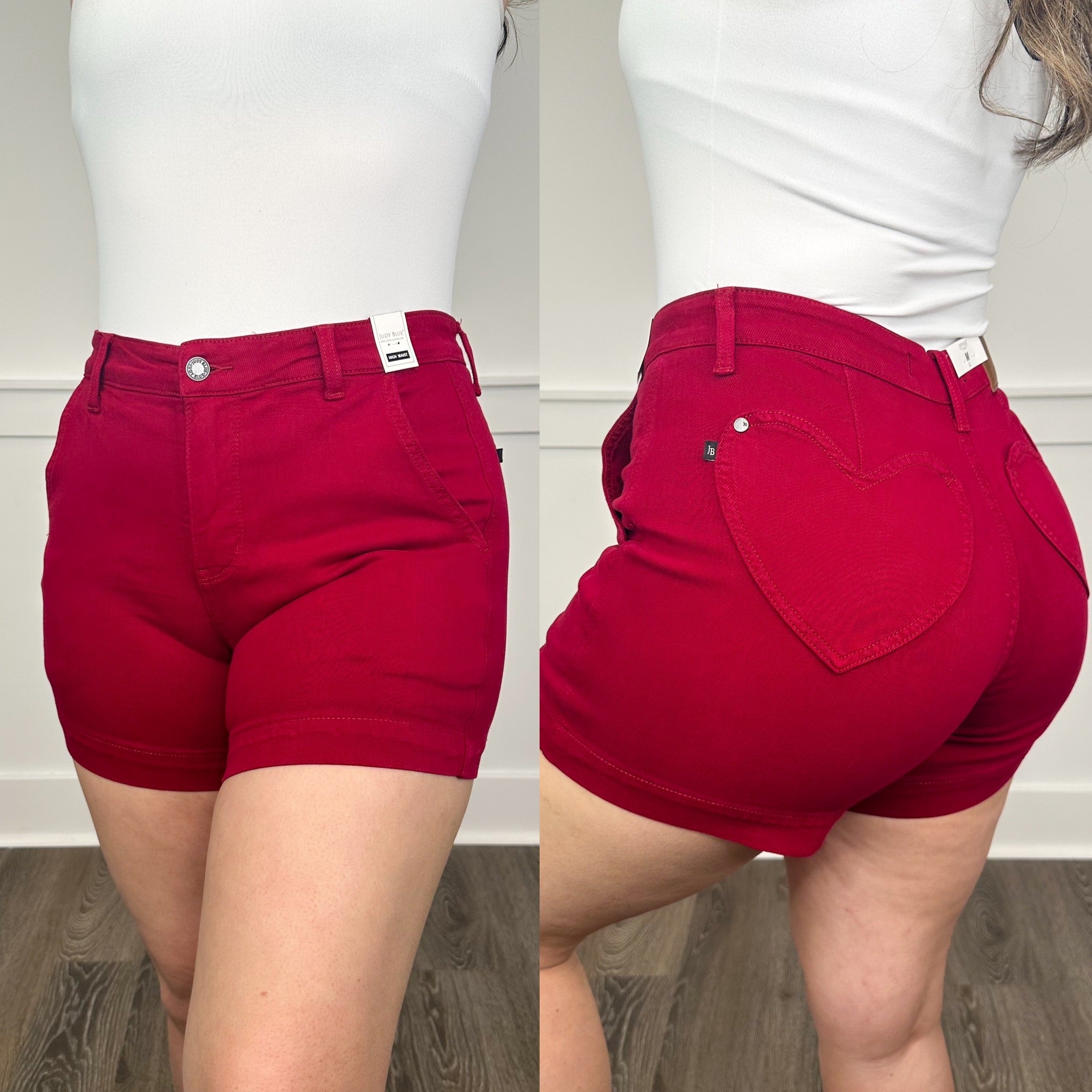 Judy Blue Aleah Tummy Control High-Rise Wine Shorts