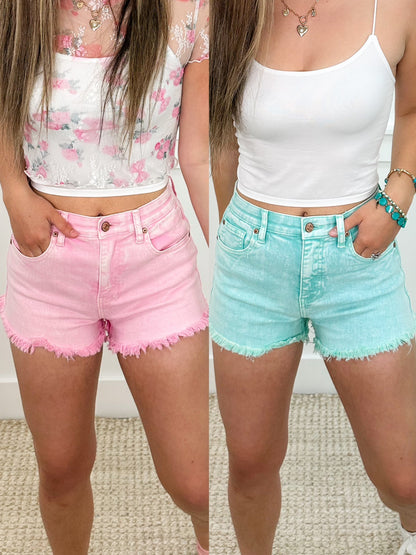 Saige Kelsey Tummy Control High-Rise Fray Hem Shorts - 2 colors!