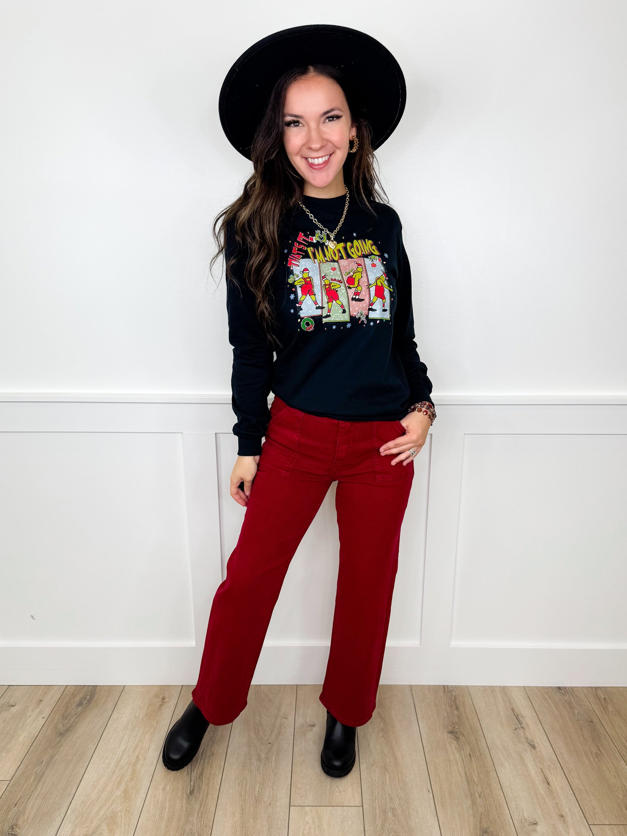 Risen Faith High-Rise Ankle Flare Wine Jeans