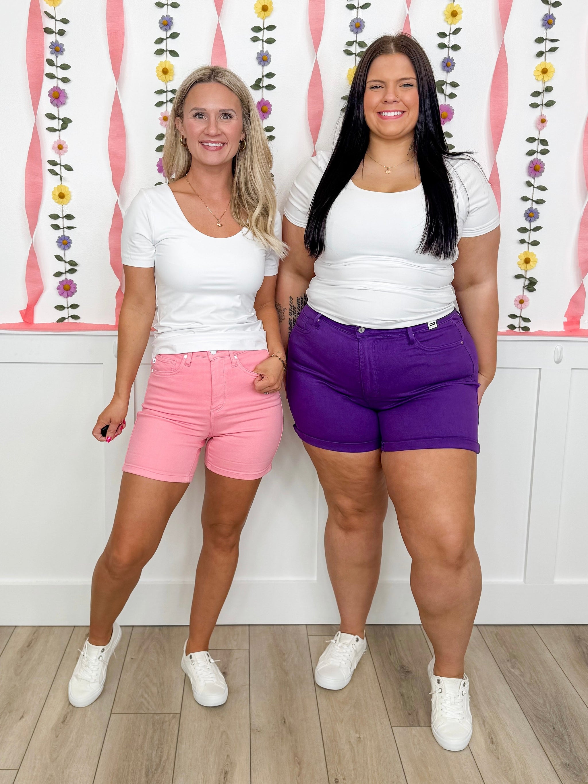 Judy Blue Gemma Tummy Control Denim Shorts - Purple (Non-Distressed)
