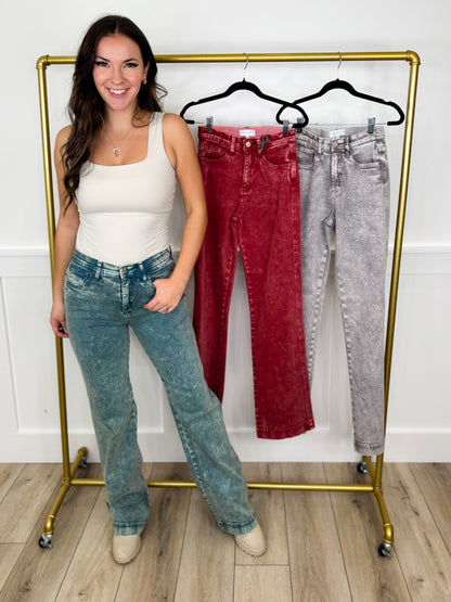 Saige Chelsea Tummy Control Straight Leg Jeans - 3 colors! - Acid Wash (Non-Distressed)